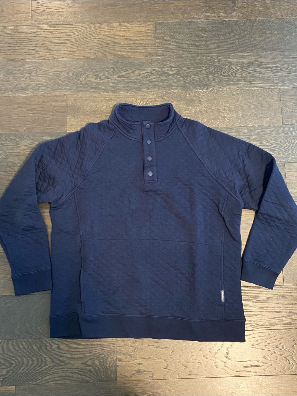 Eddie Bauer Quilted Crewneck Half-Placket Sweater - Navy